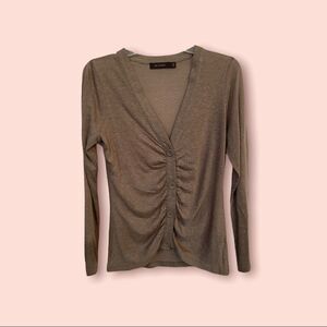 ❤️ Limited Brown Ruched V-Neck Cardigan XS ❤️